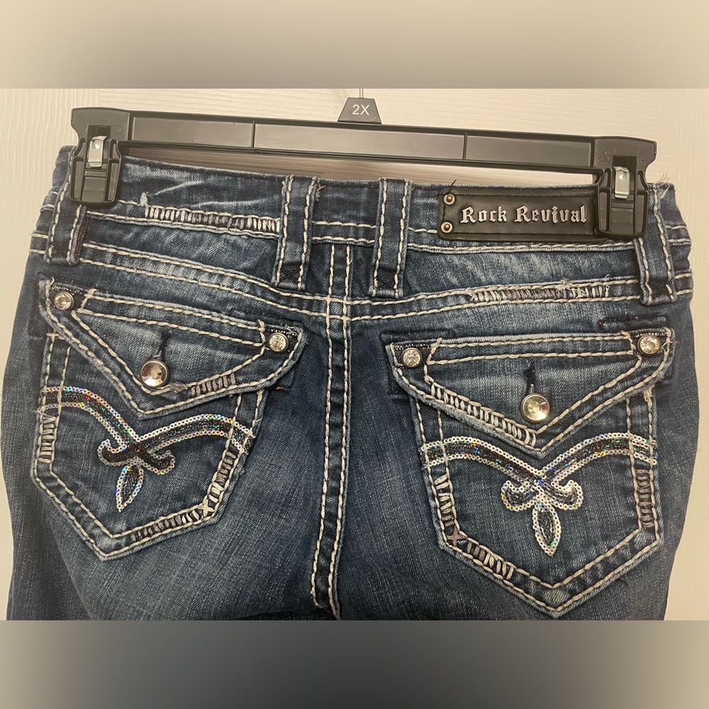 Rock Revival women’s low rise boot cut jeans, size 26, like new